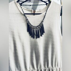 Y2K vintage gun metal tone Chain Necklace with Crystal Accents